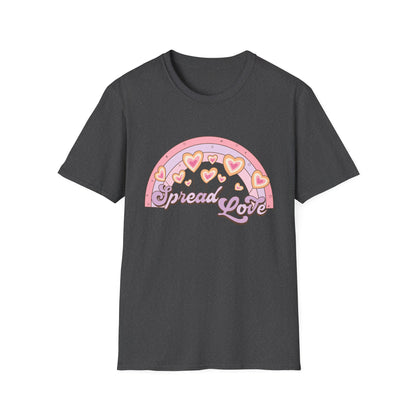 Groovy Spread Love T-Shirt | Retro Pastel Hearts Rainbow Tee | Empowering Positive Vibes for Women & Teens | Cute & Inspiring Gift