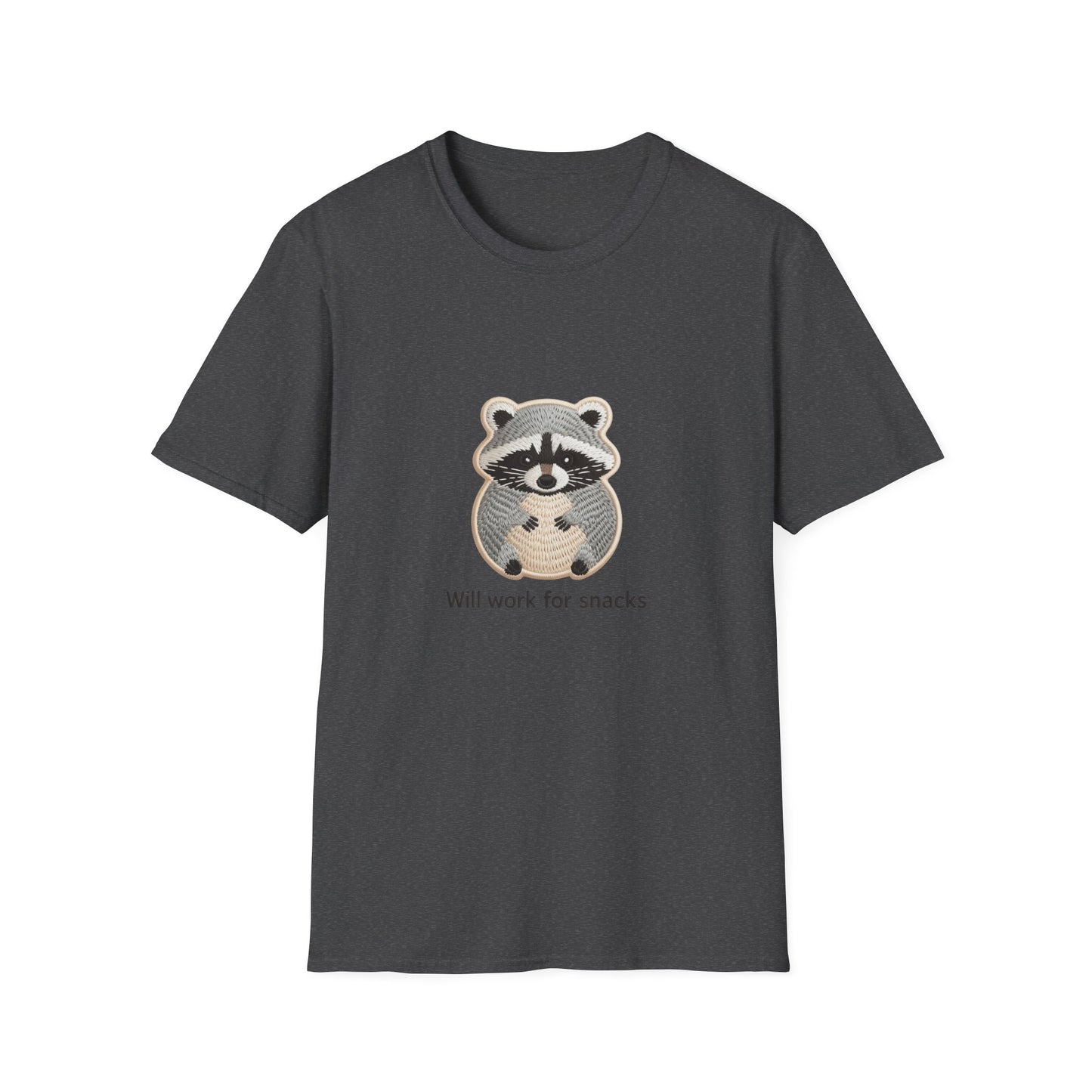 Hilarious "Will Work For Snacks" Raccoon T-Shirt | Adorable Animal Lover & Foodie Gift Tee | Cute & Comfy