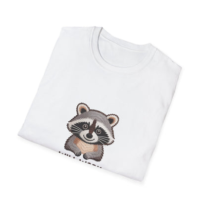 Hilarious Raccoon 'Will Work For Snacks' T-Shirt | Adorable Embroidered-Style Animal Lover Tee Gift