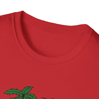 Skull Island Beach Club T-Shirt | Unique Tropical Retro Summer Vacation Tee | Edgy Palm Tree Sunset Graphic