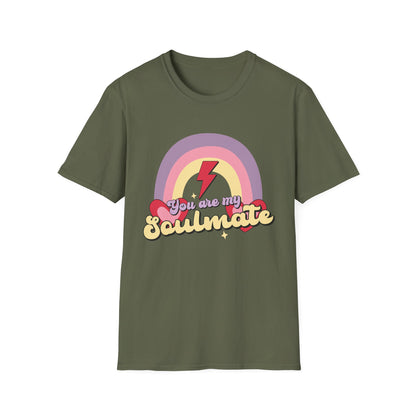 Retro Soulmate T-Shirt | Groovy Pastel Rainbow & Hearts Couple Tee | Perfect Romantic Valentine's Day Gift for Him or Her