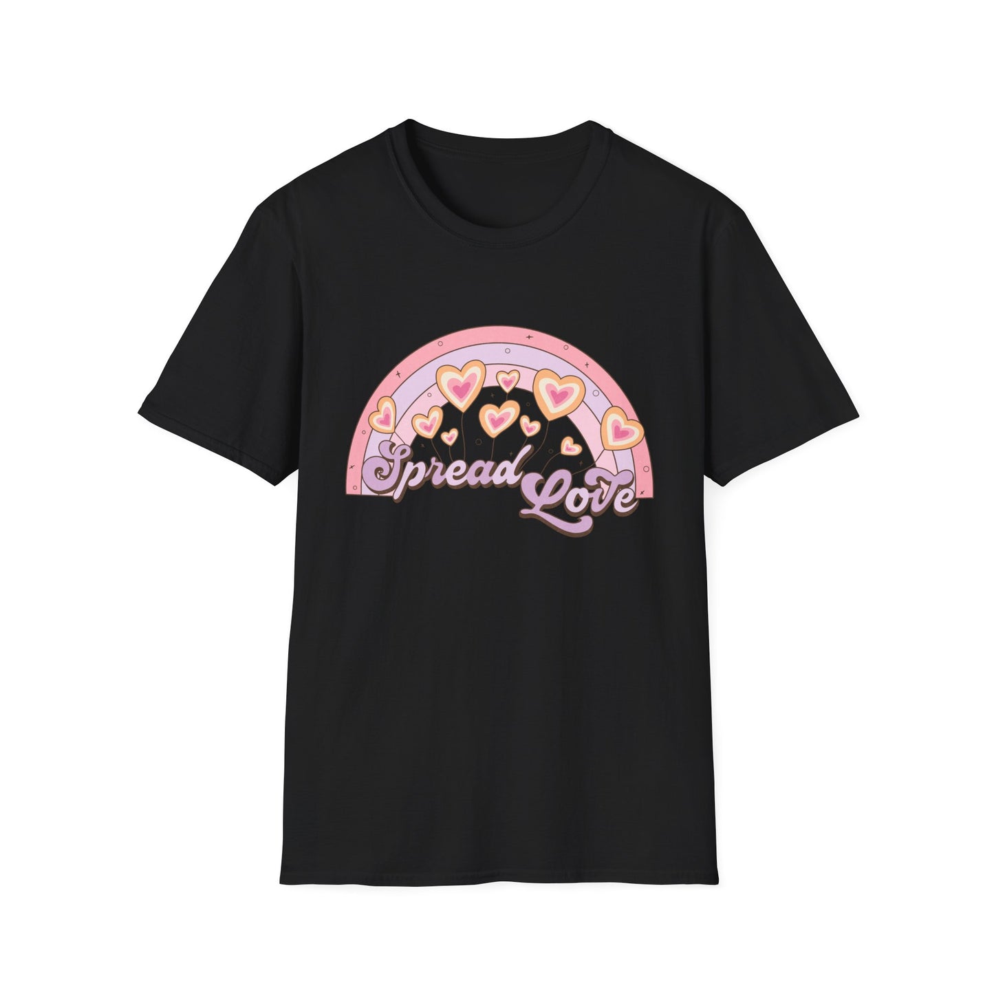 Groovy Spread Love T-Shirt | Retro Pastel Hearts Rainbow Tee | Empowering Positive Vibes for Women & Teens | Cute & Inspiring Gift