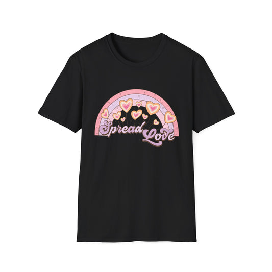Groovy Spread Love T-Shirt | Retro Pastel Hearts Rainbow Tee | Empowering Positive Vibes for Women & Teens | Cute & Inspiring Gift