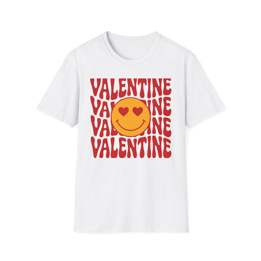 Groovy Valentine Heart Eyes Smiley T-Shirt - Retro Love Day Tee for Her & Him | Expressive & Cute