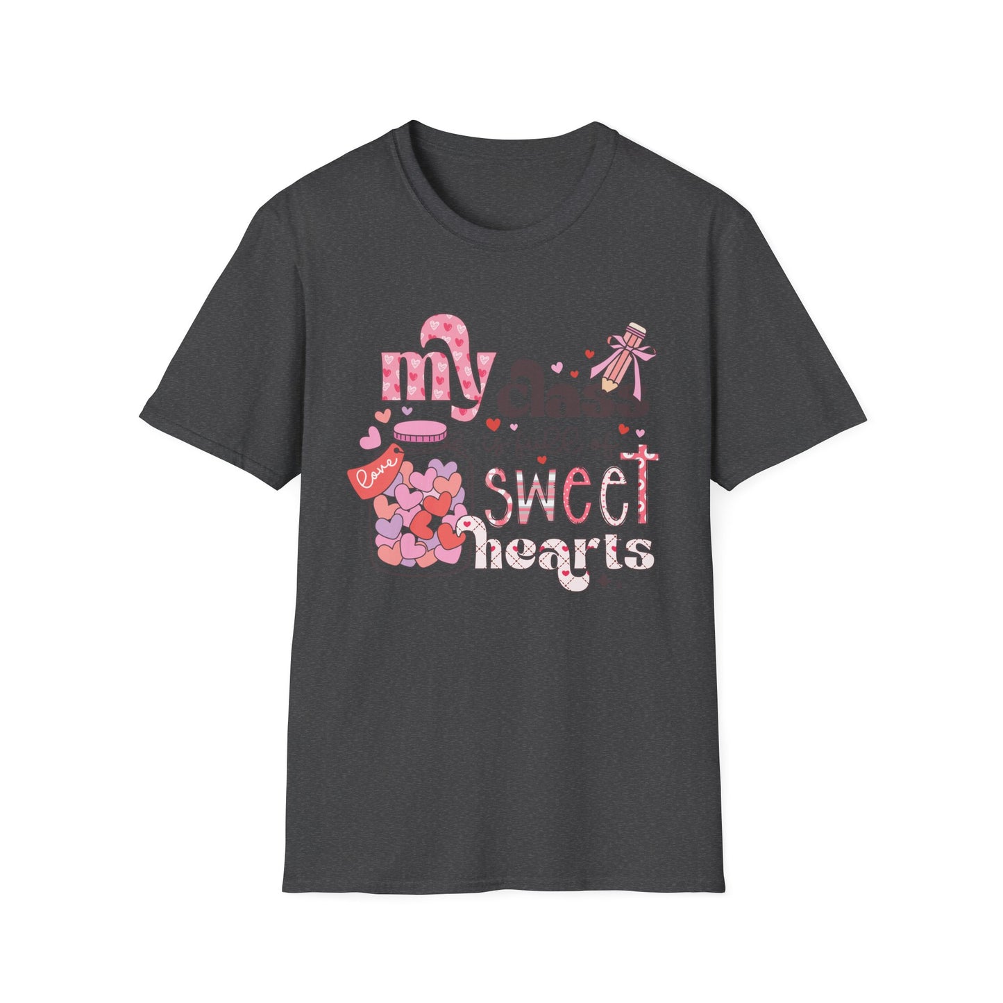 Adorable Teacher Valentine's Day T-Shirt - My Class Is Full of Sweethearts - Cute Love Heart Educator Gift Tee