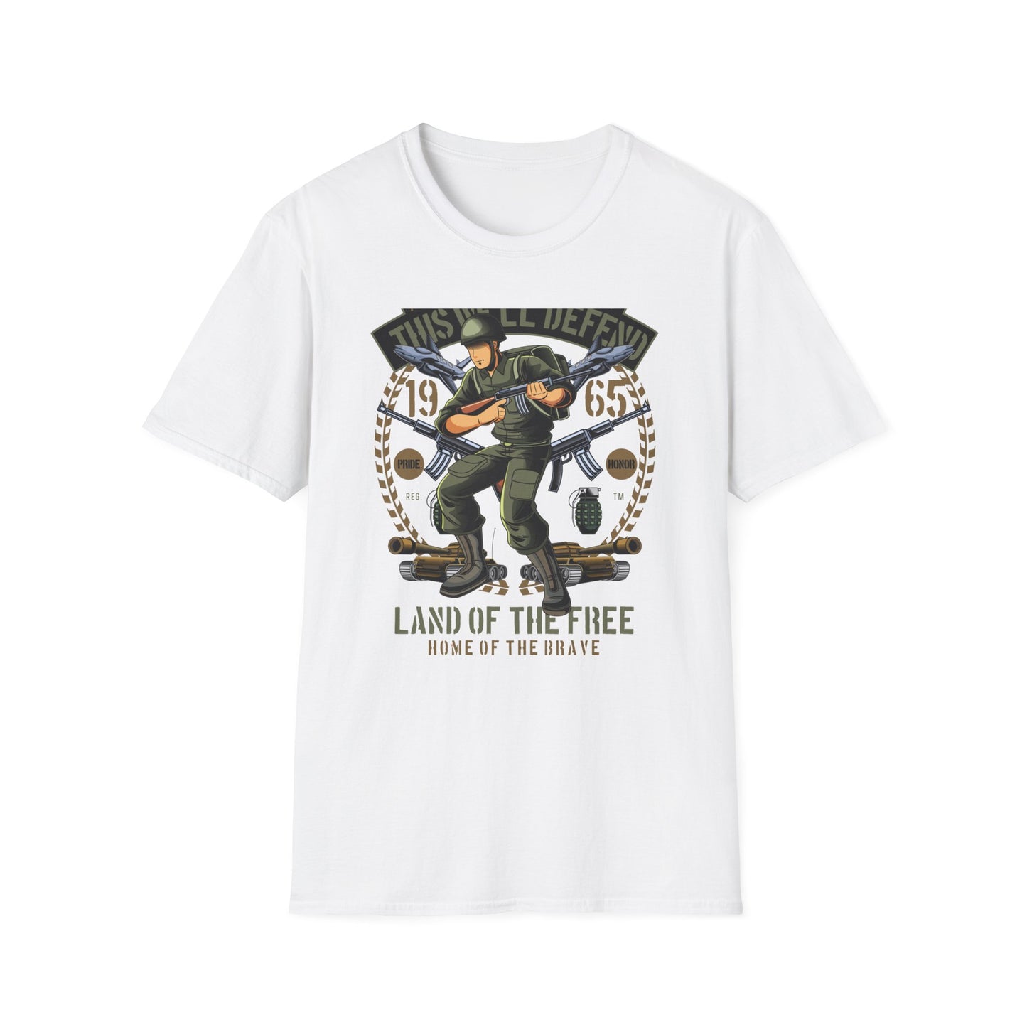 Epic American Soldier "This We'll Defend" T-Shirt | Vintage 1965 Military Veteran Patriot USA Tee