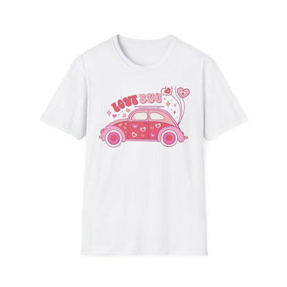 Groovy Love Bug T-Shirt | Adorable Retro Pink VW Beetle & Hearts | Sweet Valentine's Day Gift for Her