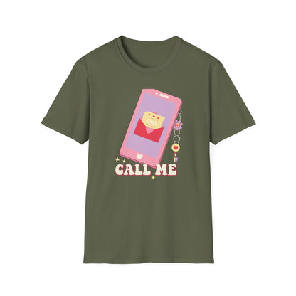 Sweet 'Call Me' Valentine's Day T-Shirt | Retro Love Letter Phone Tee | Adorable Romantic Gift for Her & Him