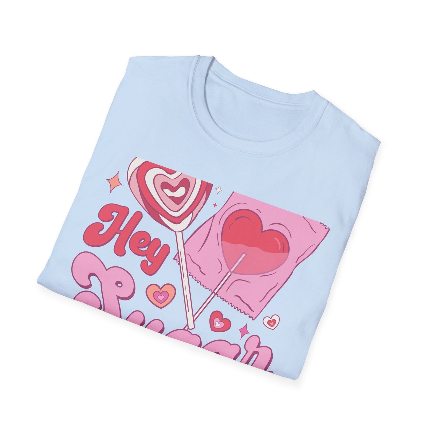 Hey Sugar Retro T-Shirt | Sweet Heart Lollipop & Candy Tee | Valentine's Day Love Gift | Cute Groovy Pink Design for Her