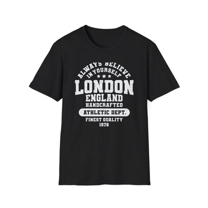 Vintage London Athletic Dept. T-Shirt | Believe In Yourself England Tee | Premium Quality Sportswear & Inspirational Style
