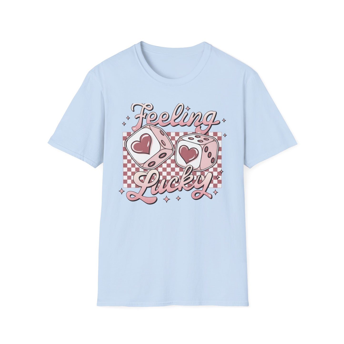Feeling Lucky Dice Hearts T-Shirt | Chic Pink Aesthetic Tee | Trendy & Playful Love Design for Her