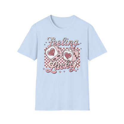 Feeling Lucky Dice Hearts T-Shirt | Chic Pink Aesthetic Tee | Trendy & Playful Love Design for Her