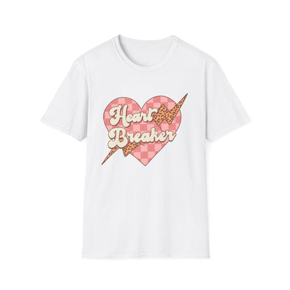 Trendy Heart Breaker T-Shirt - Sassy Leopard Print Lightning Bolt Checkered Heart Tee for Women