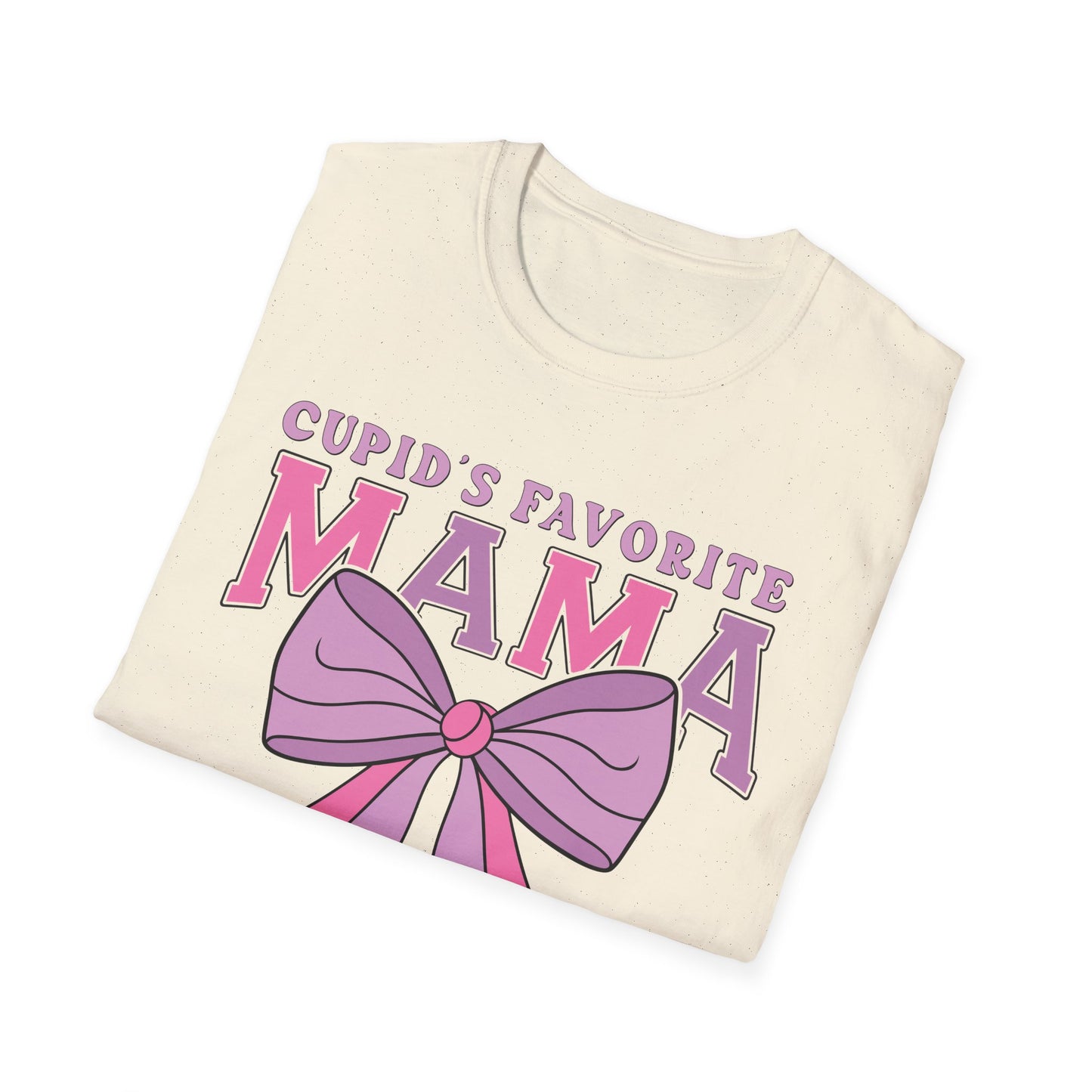 Cupid's Favorite Mama T-Shirt | Unique Valentine's & Mother's Day Gift for Her | Cute Pink Bow Graphic Tee