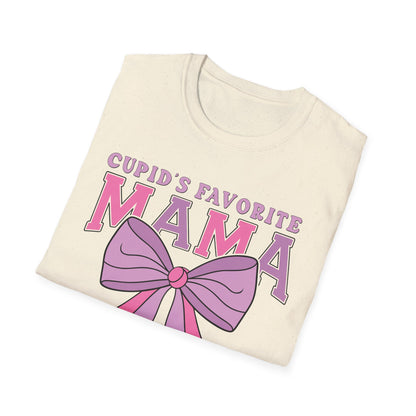Cupid's Favorite Mama T-Shirt | Unique Valentine's & Mother's Day Gift for Her | Cute Pink Bow Graphic Tee