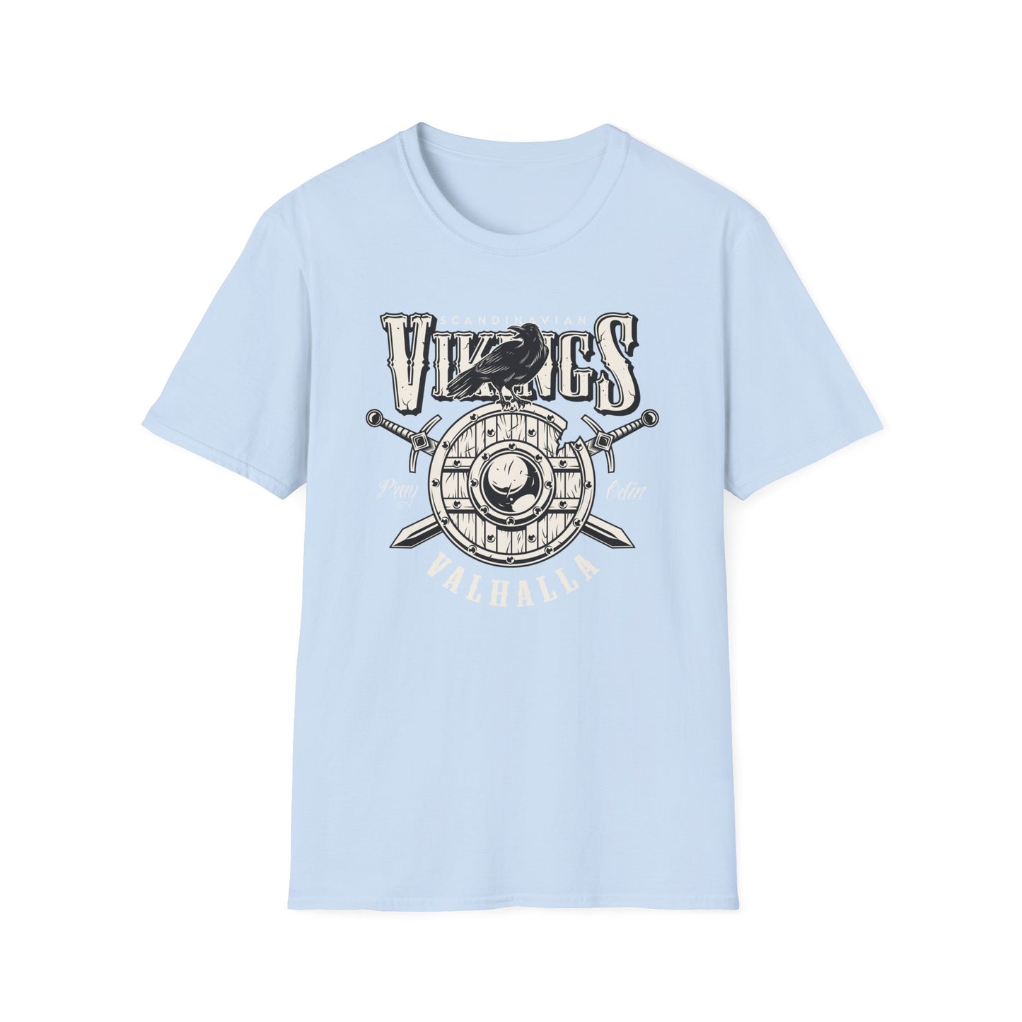 Epic Norse Viking Valhalla T-Shirt with Odin's Raven & Shield | Powerful Scandinavian Mythology Tee