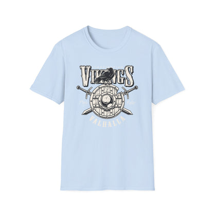 Epic Norse Viking Valhalla T-Shirt with Odin's Raven & Shield | Powerful Scandinavian Mythology Tee