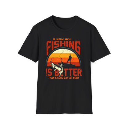 Hilarious "Bad Day Fishing" T-Shirt - Epic Angler Gift for Men & Women | Retro Sunset Bass Fishing Tee