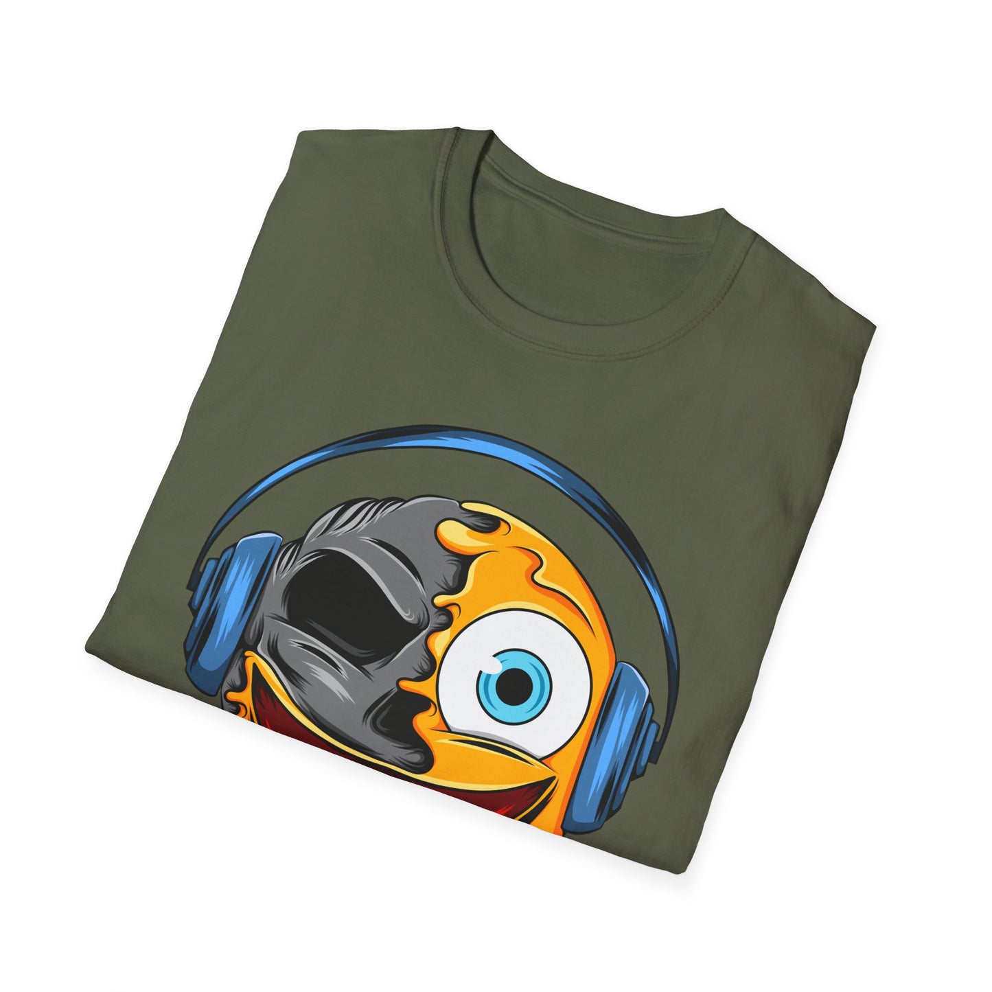 Mind-Blowing Melting Emoji Skull Headphones T-Shirt - Awesome Music Lover DJ Rave Tee