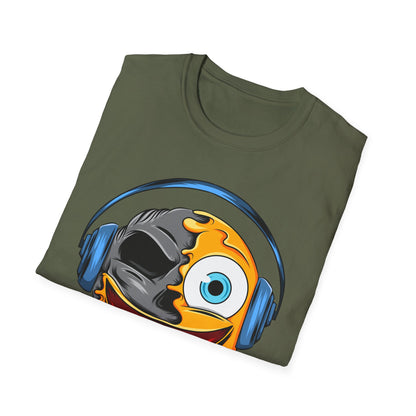 Mind-Blowing Melting Emoji Skull Headphones T-Shirt - Awesome Music Lover DJ Rave Tee