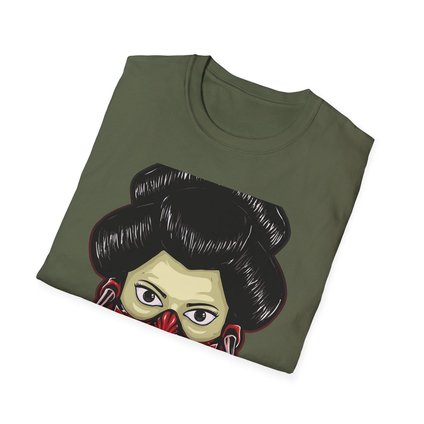 Fierce Hannya Mask T-Shirt | Striking Japanese Oni Demon Warrior Tee with Blade | Bold Traditional Art Statement Shirt