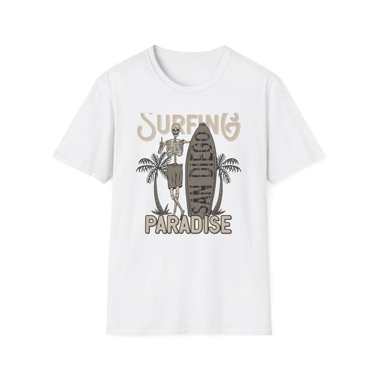 Awesome California Surfing Paradise Skeleton T-Shirt - Vintage Beach Surfer Skull Tee | Epic Summer Vibes