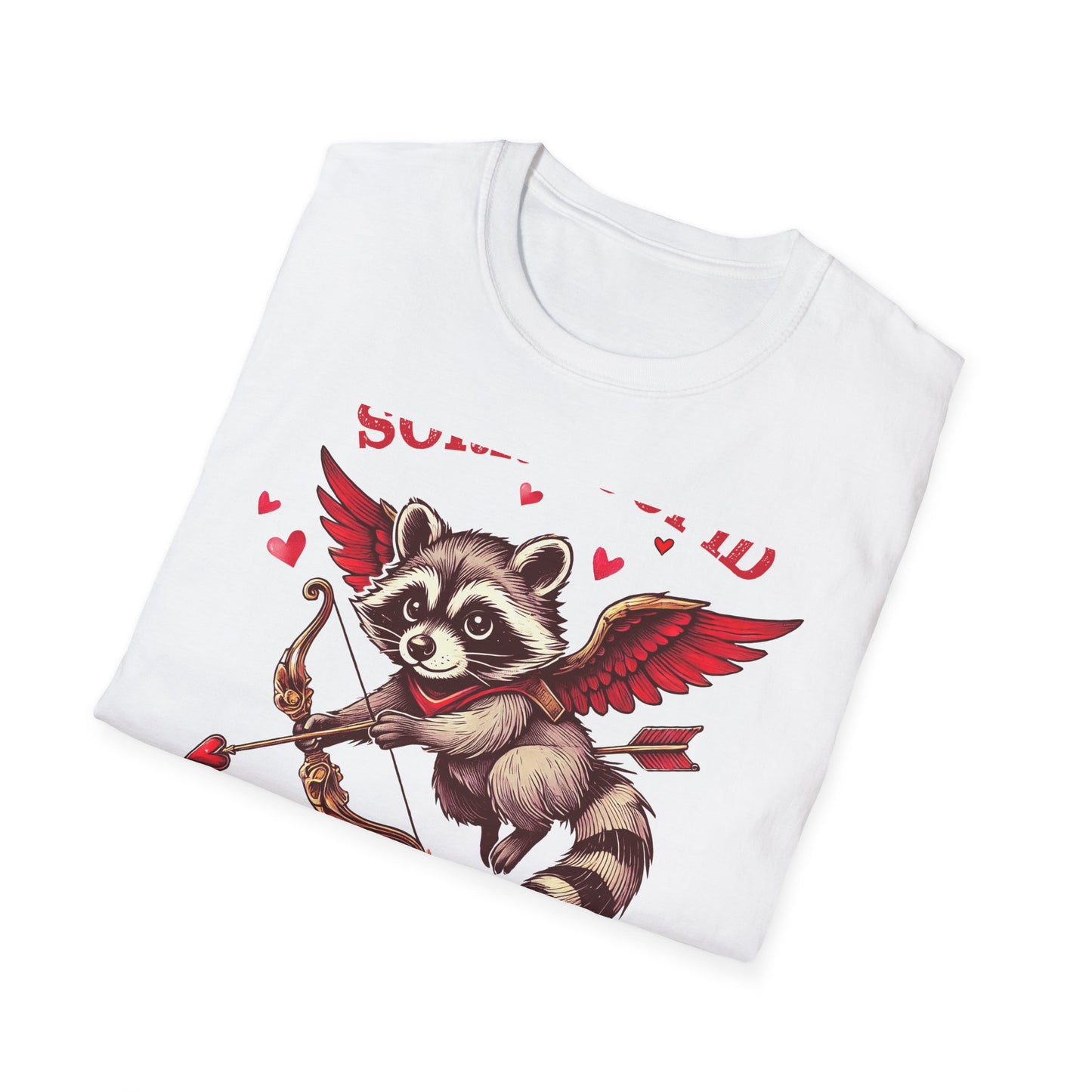 Hilarious Feral Raccoon Cupid T-Shirt | Anti-Valentine's Day Sarcastic Tee | Unique Funny Gift for Animal Lovers