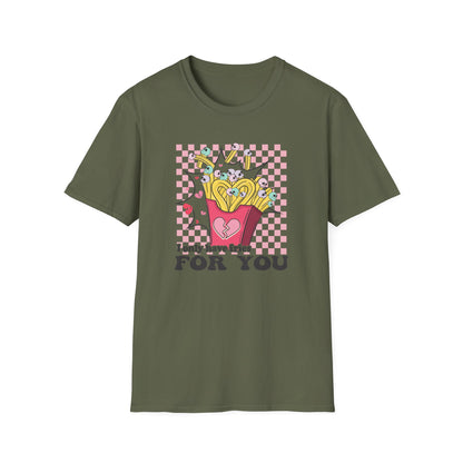 Edgy Skull Fries Broken Heart T-Shirt - Quirky Emo Love Statement Tee - Unique Alt Fashion Gift