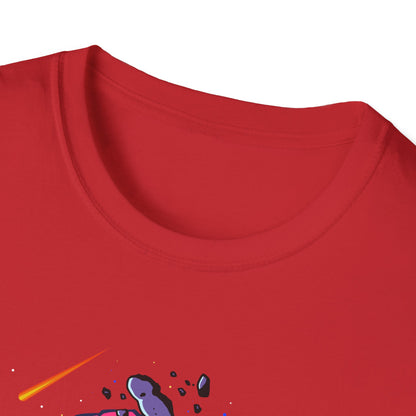 Epic Space Surfer Astronaut T-Shirt | Thrilling Galactic Rocket Ride Design Tee for Sci-Fi & Adventure Fans