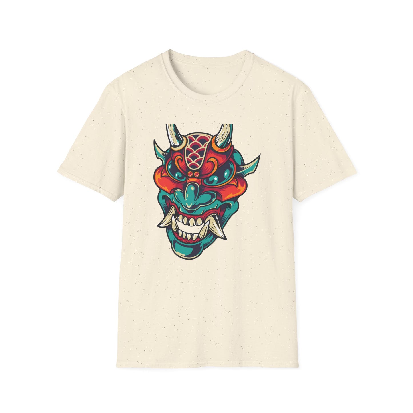 Epic Vibrant Japanese Oni Demon Mask T-Shirt | Mystical Hannya Culture Tee | Bold Streetwear Graphic Art