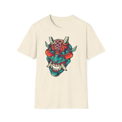 Epic Vibrant Japanese Oni Demon Mask T-Shirt | Mystical Hannya Culture Tee | Bold Streetwear Graphic Art