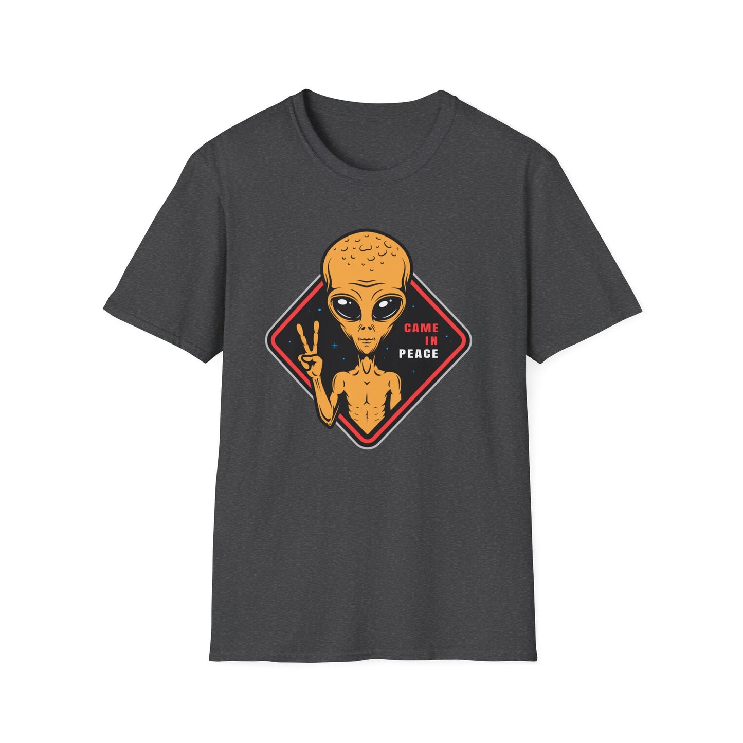 Epic Alien Came In Peace T-Shirt - Cool Sci-Fi UFO Tee with Peace Sign - Vintage Extraterrestrial Graphic Top for Fans!