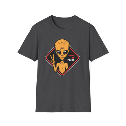 Epic Alien Came In Peace T-Shirt - Cool Sci-Fi UFO Tee with Peace Sign - Vintage Extraterrestrial Graphic Top for Fans!