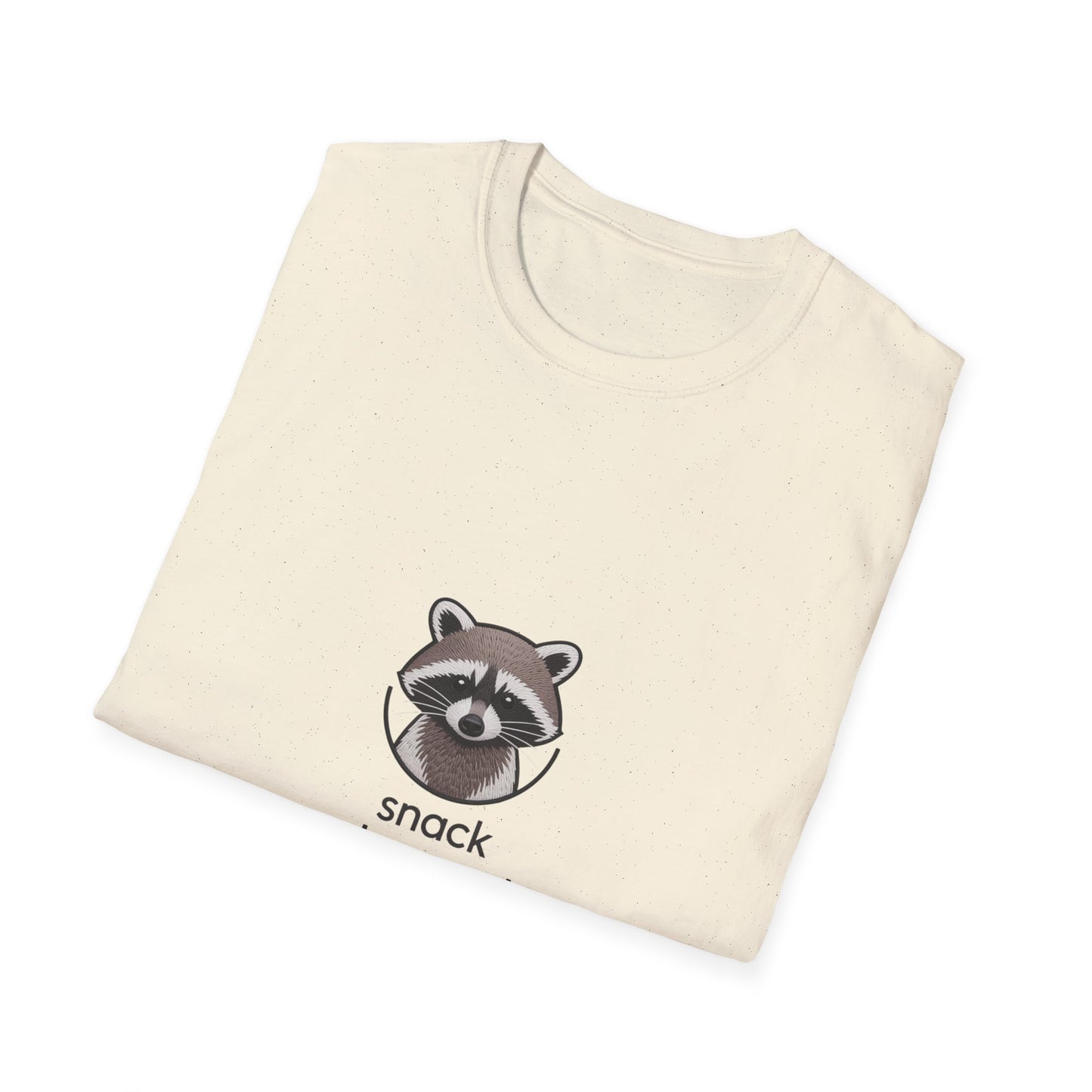 Snack Obsessed Raccoon T-Shirt - Adorable Embroidered Look Tee for Foodie Animal Lovers | Funny Wildlife Fan Gift