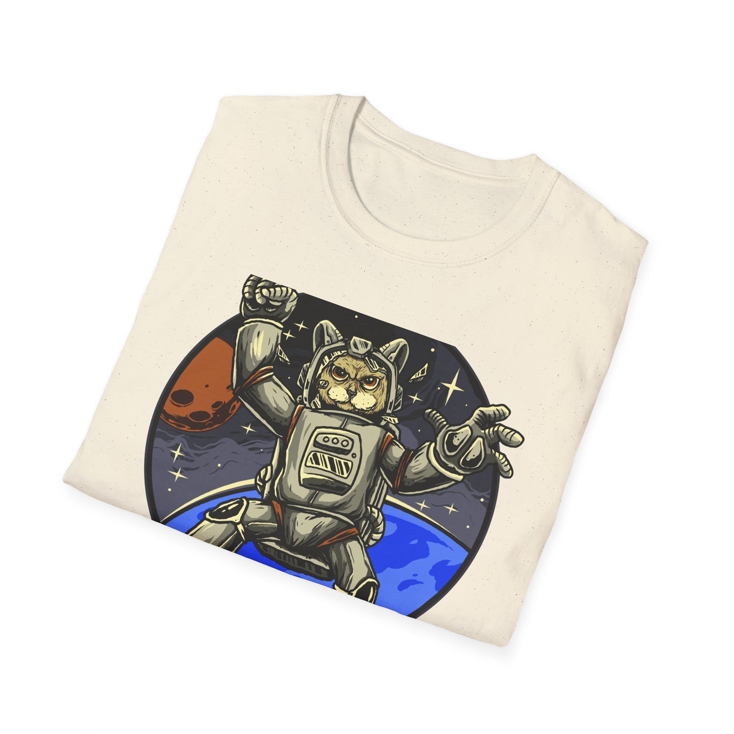 Gravity-Defying Astronaut Cat T-Shirt | Grumpy Space Kitty Tee | Unique Sci-Fi Animal Lover Gift