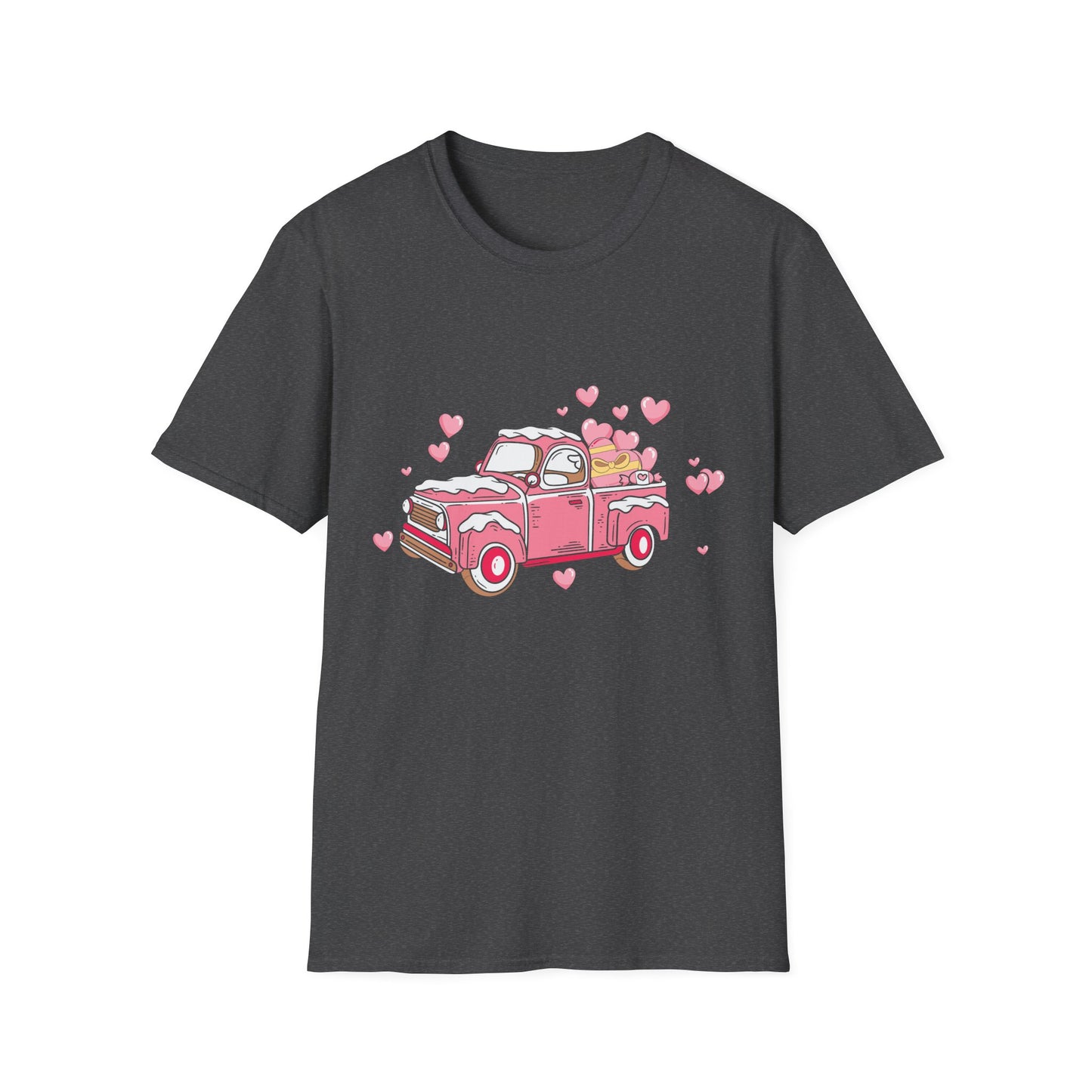 Adorable Pink Vintage Pickup Truck T-Shirt - Sweet Valentine's Day Hearts & Gifts Tee for Her | Charming Love Design