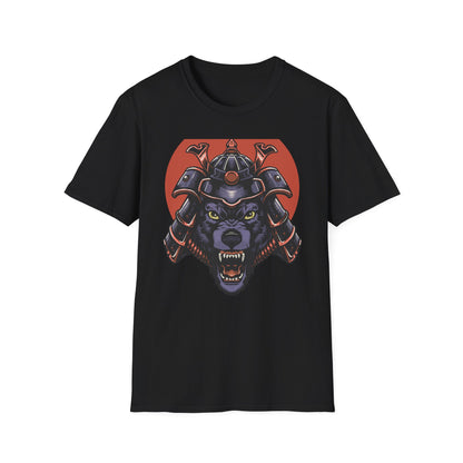 Dominant Samurai Wolf T-Shirt | Fierce Japanese Warrior Beast Kabuto Design | Men's Unique Graphic Tee