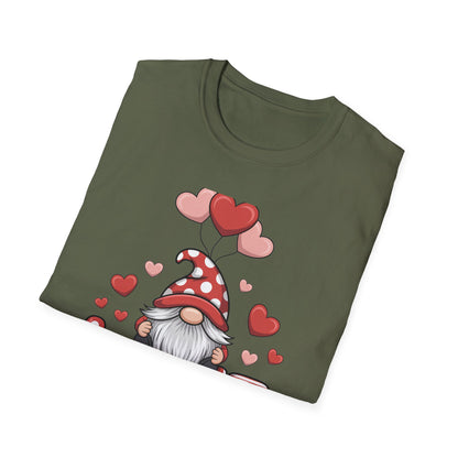 Charming Valentine Gnome Love T-Shirt | Cute Heart Design & Polka Dot Hat | Sweet Holiday Gift for Her