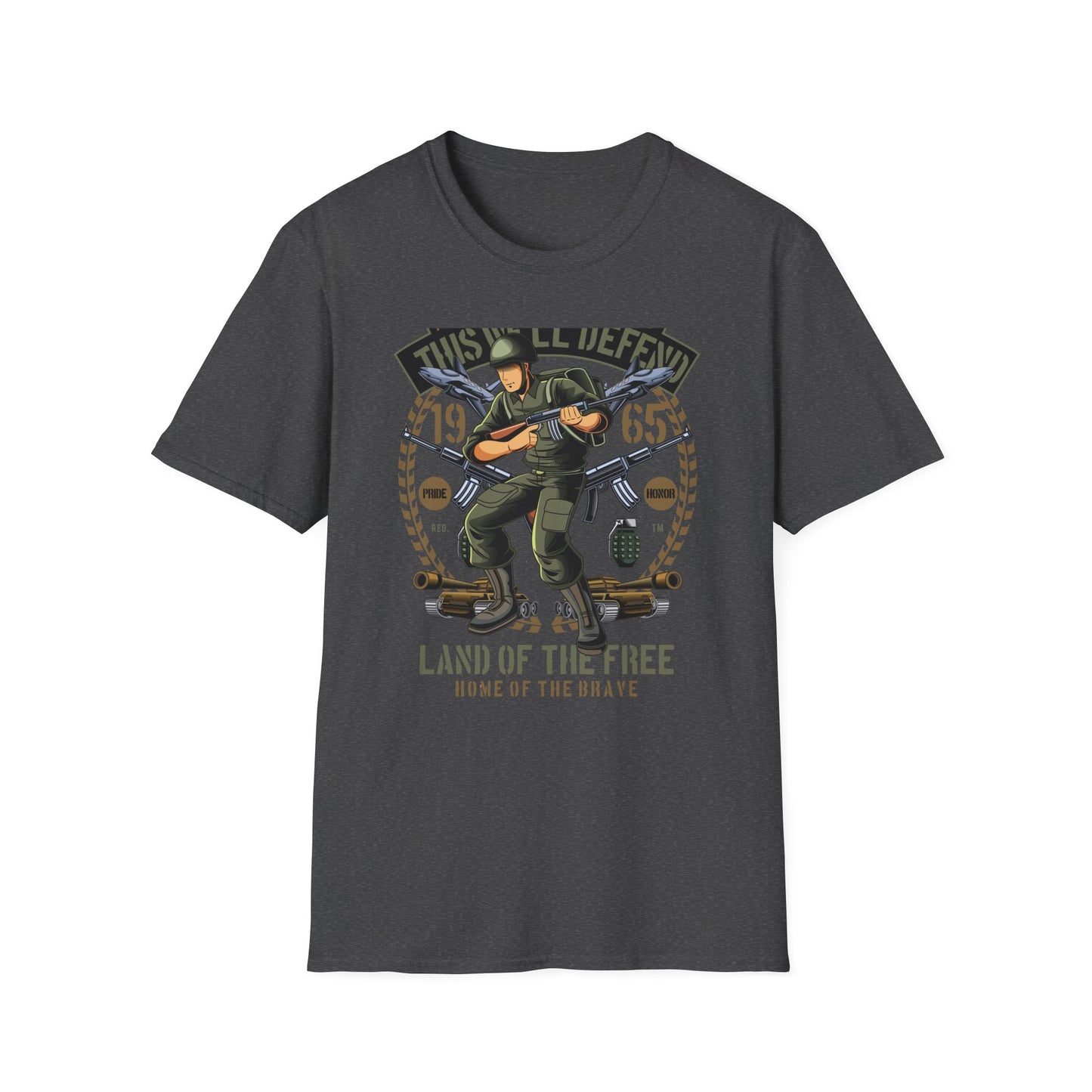 Epic American Soldier "This We'll Defend" T-Shirt | Vintage 1965 Military Veteran Patriot USA Tee