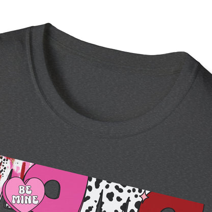 Chic Mama Valentine T-Shirt: Sparkling Cupid, Dalmatian Spots & Be Mine Hearts. Trendy Gift for Moms!
