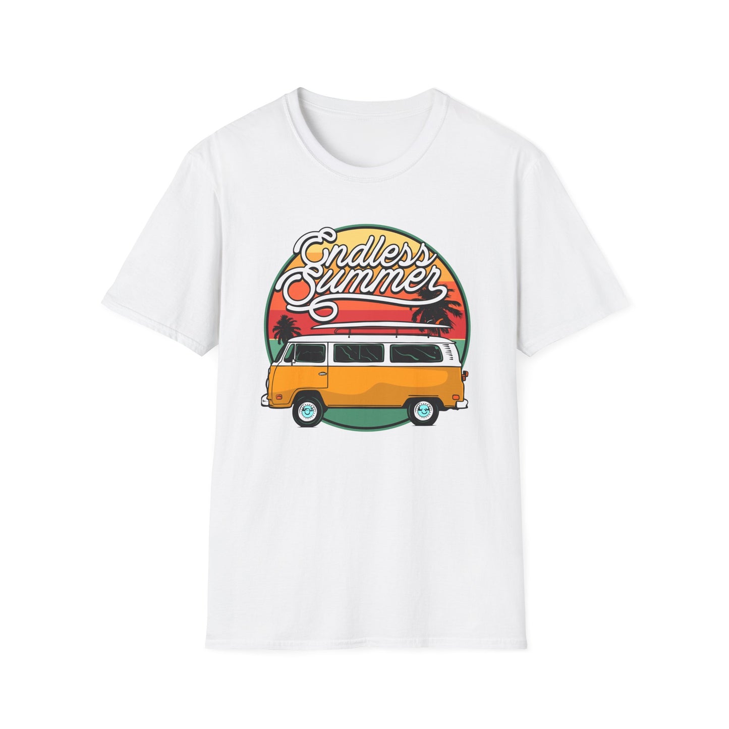 Iconic Endless Summer VW Bus T-Shirt | Vintage Surf Van & Sunset Palm Trees Tee | Perfect Beach Trip Gift