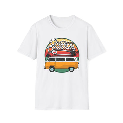 Iconic Endless Summer VW Bus T-Shirt | Vintage Surf Van & Sunset Palm Trees Tee | Perfect Beach Trip Gift