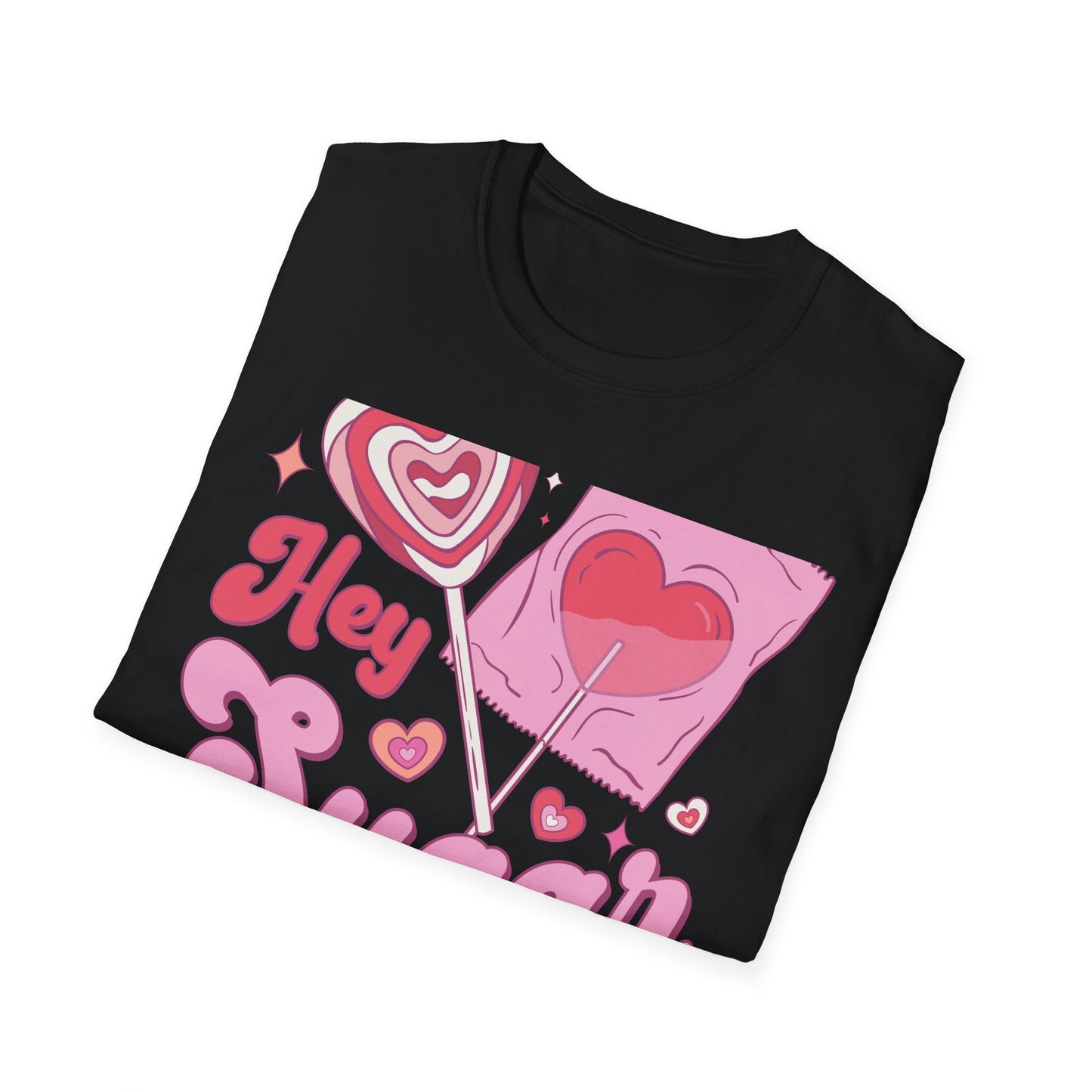 Hey Sugar Retro T-Shirt | Sweet Heart Lollipop & Candy Tee | Valentine's Day Love Gift | Cute Groovy Pink Design for Her