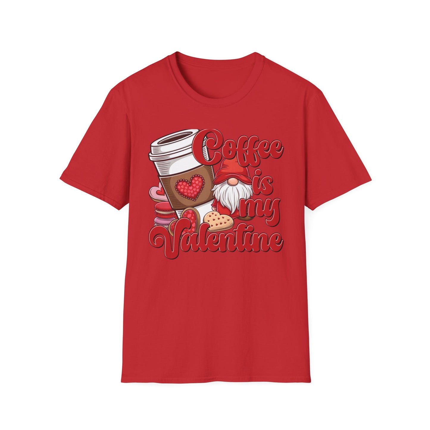 Coffee Is My Valentine Gnome T-Shirt | Charming Heart Coffee Lover Tee | Funny Anti-Valentine's Day Gift for Singles & Sweet Tooths