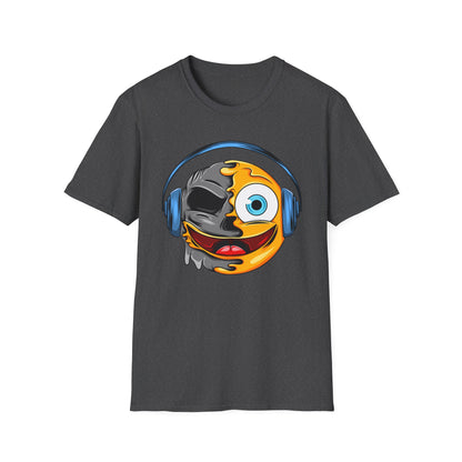 Mind-Blowing Melting Emoji Skull Headphones T-Shirt - Awesome Music Lover DJ Rave Tee