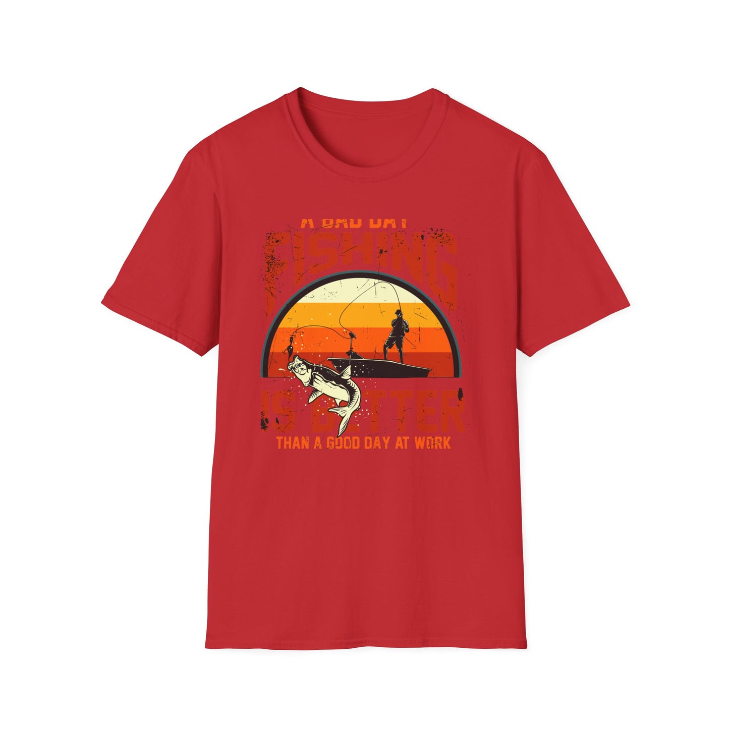 Hilarious "Bad Day Fishing" T-Shirt - Epic Angler Gift for Men & Women | Retro Sunset Bass Fishing Tee