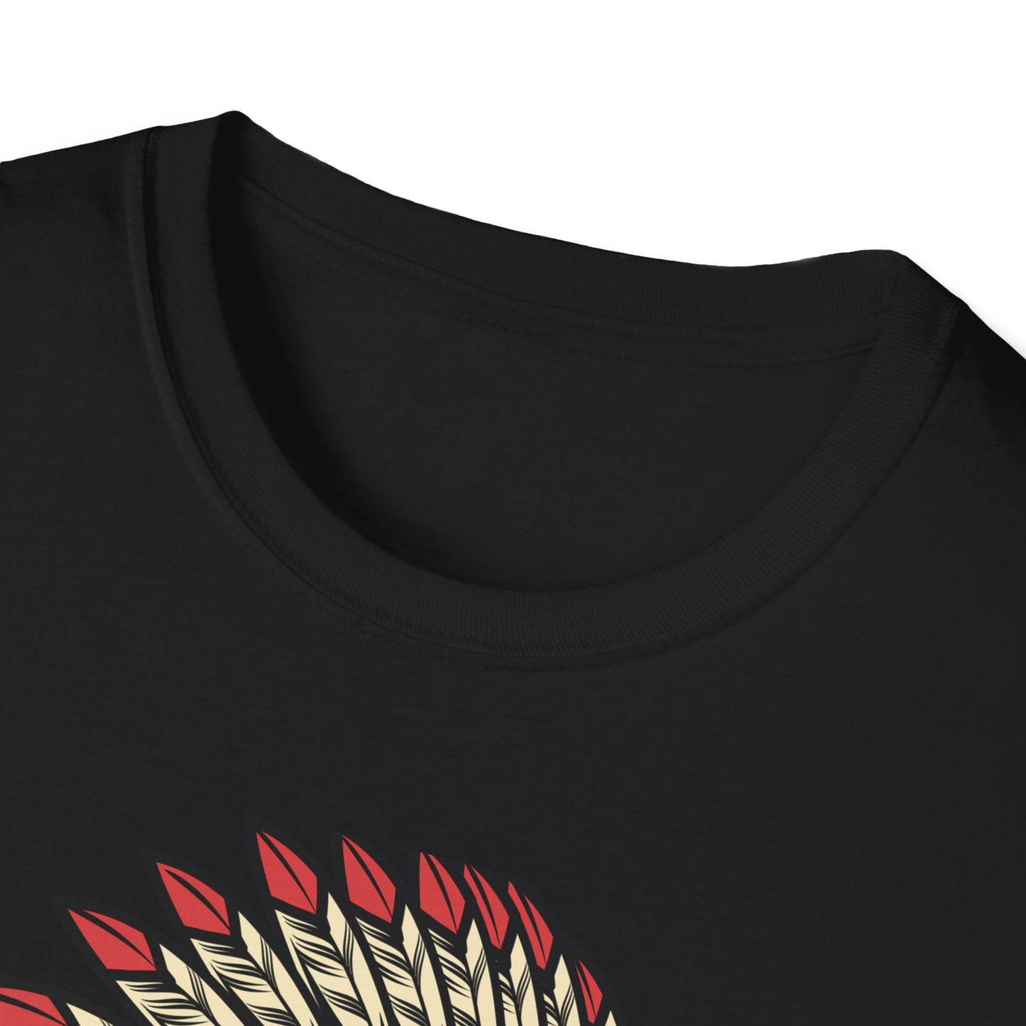 Striking Native Chief Skull Headdress T-Shirt - Unique Gothic Biker Tattoo Art Apparel for Rebel Souls
