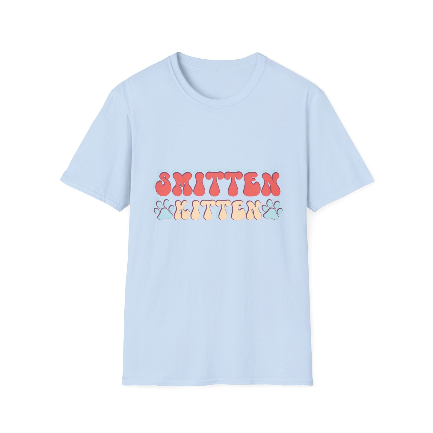 Adorable Smitten Kitten T-Shirt | Groovy Retro Paw Print Cat Lover Tee | Trendy Pet Mom Gift