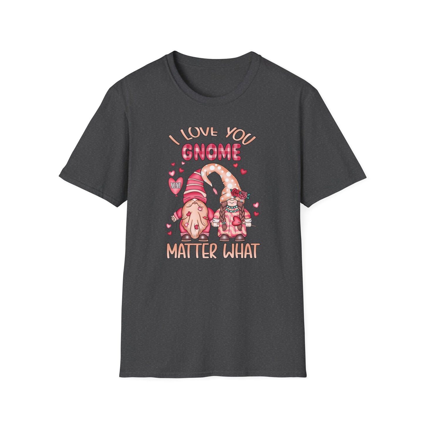 Charming "I Love You Gnome Matter What" T-Shirt | Cute Couple Gnomes Tee | Sweet Valentine's Day Gift for Her/Him