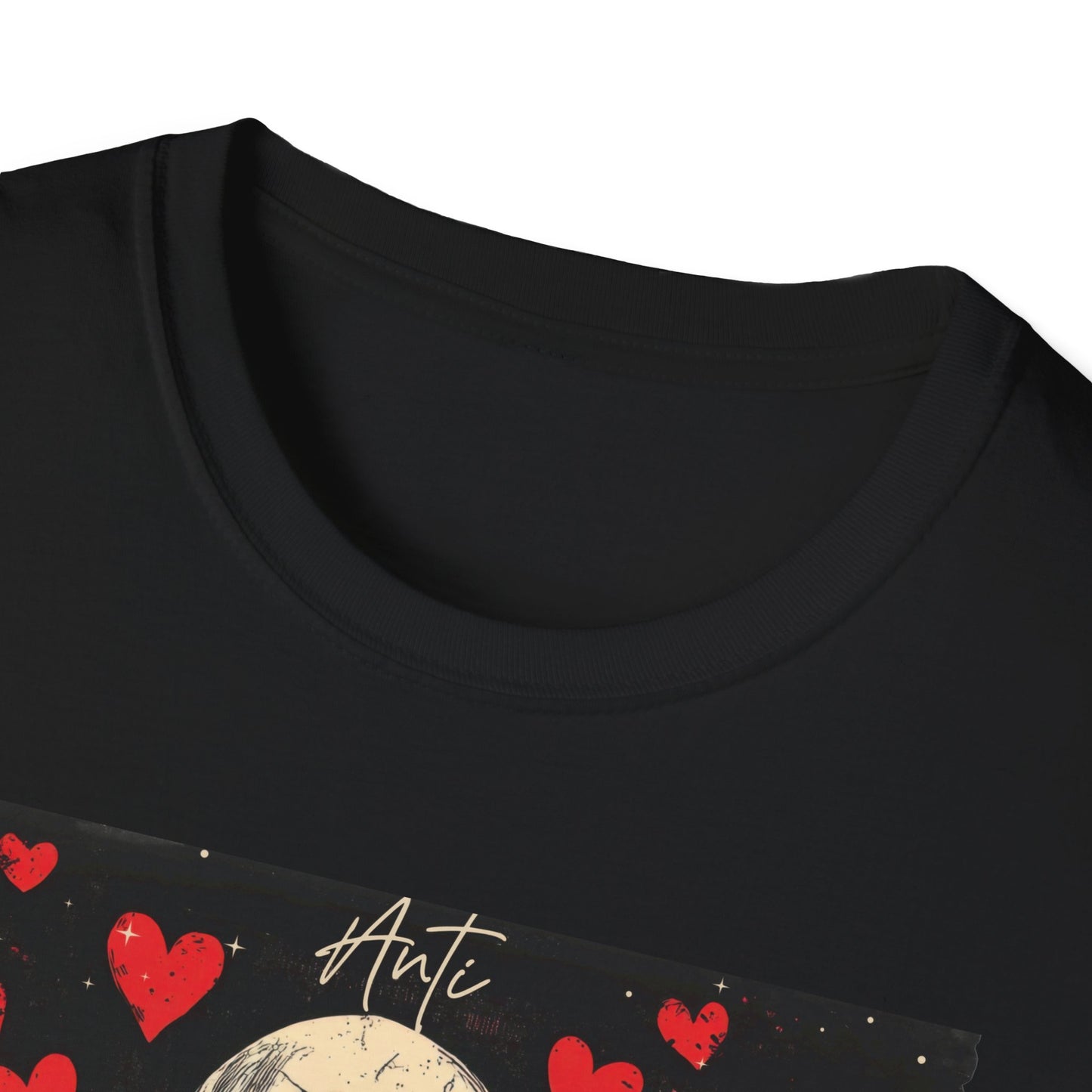 Anti Valentine Club Skeleton T-Shirt - Edgy Skull with Heart Sunglasses & Dripping Hearts | Grunge Anti-Love Tee